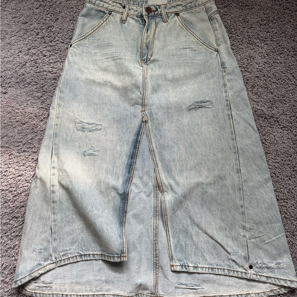 Free People Blue A-Line Midi Cargo Skirt